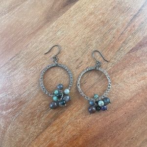 Hammered Brass O drop earrings